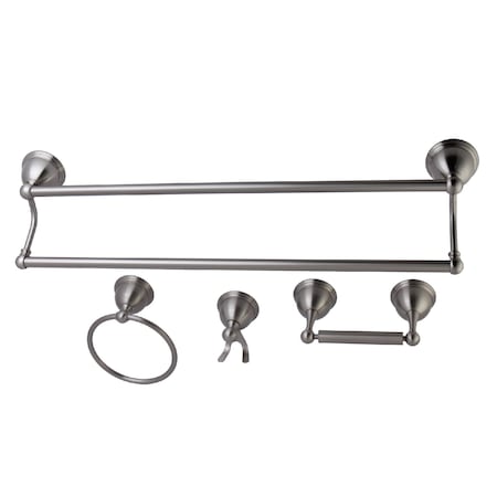Kingston Brass Restoration 4-Piece Bathroom Hardware, Brushed Nickel BAK3963478SN